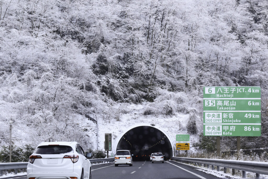 Tunnel covered with snow taken on a highway, Kanto, Japan