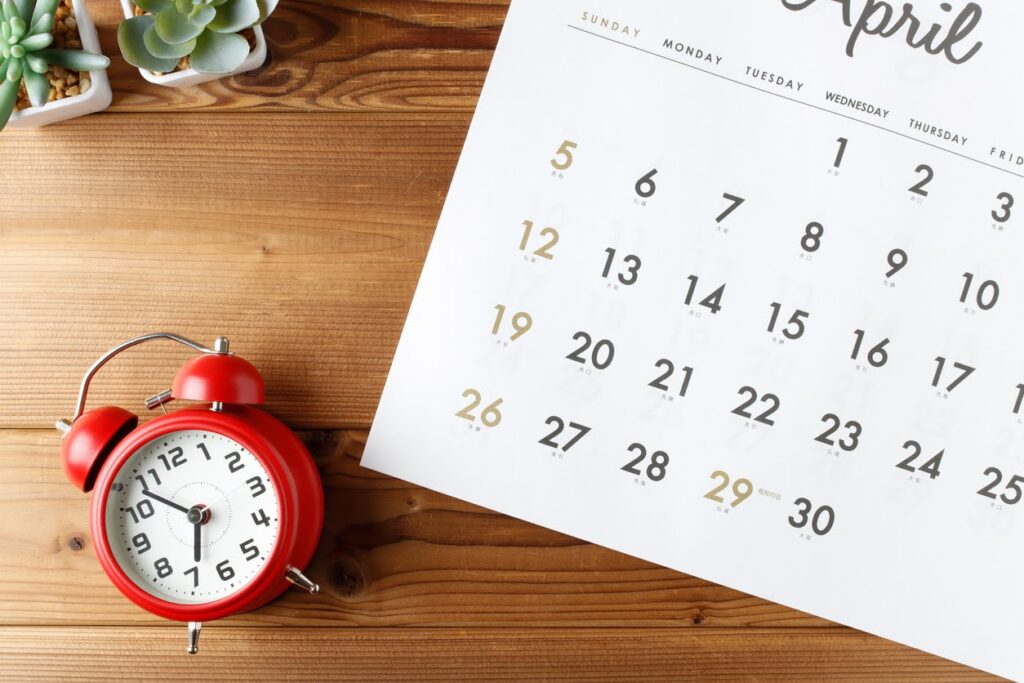 Calendar and clock schedule image