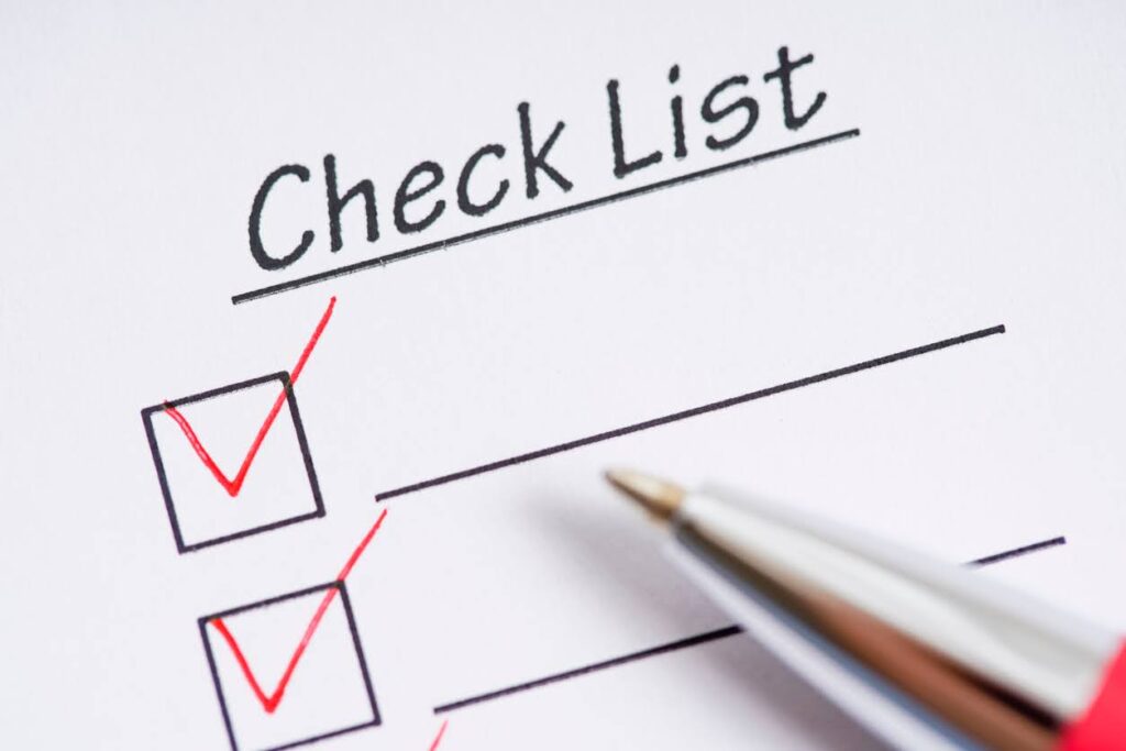 Image of white paper checklist
