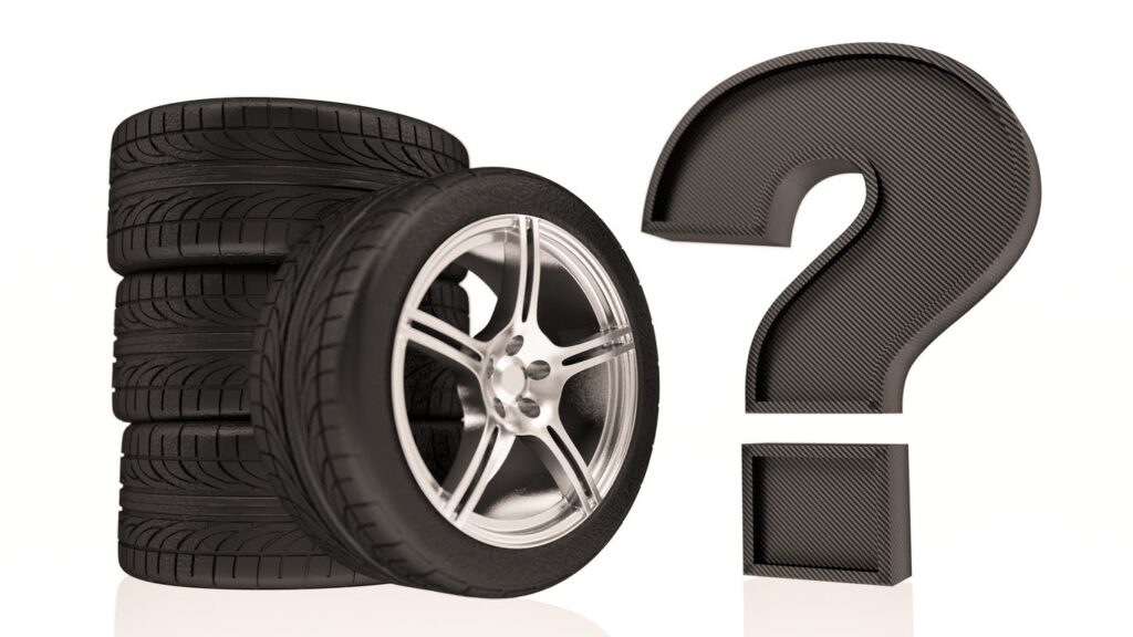 Car Tires with Question Mark Sign. 3D Render